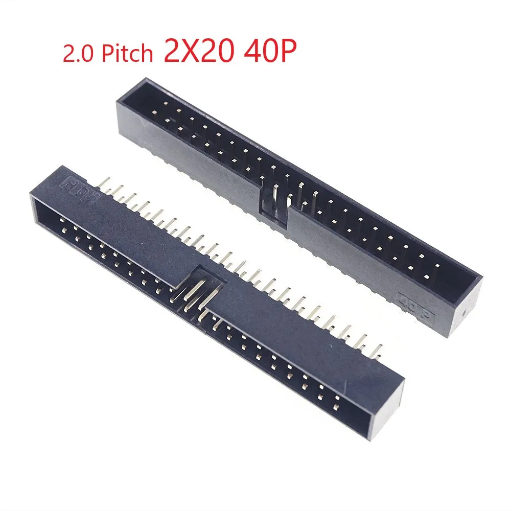 

40 Pcs Box Header 40 Pin 2x20P 2.0mm Pitch Male Shrouded PCB Straight IDC Socket Dual Rows Space 2.0 Through Hole DIP