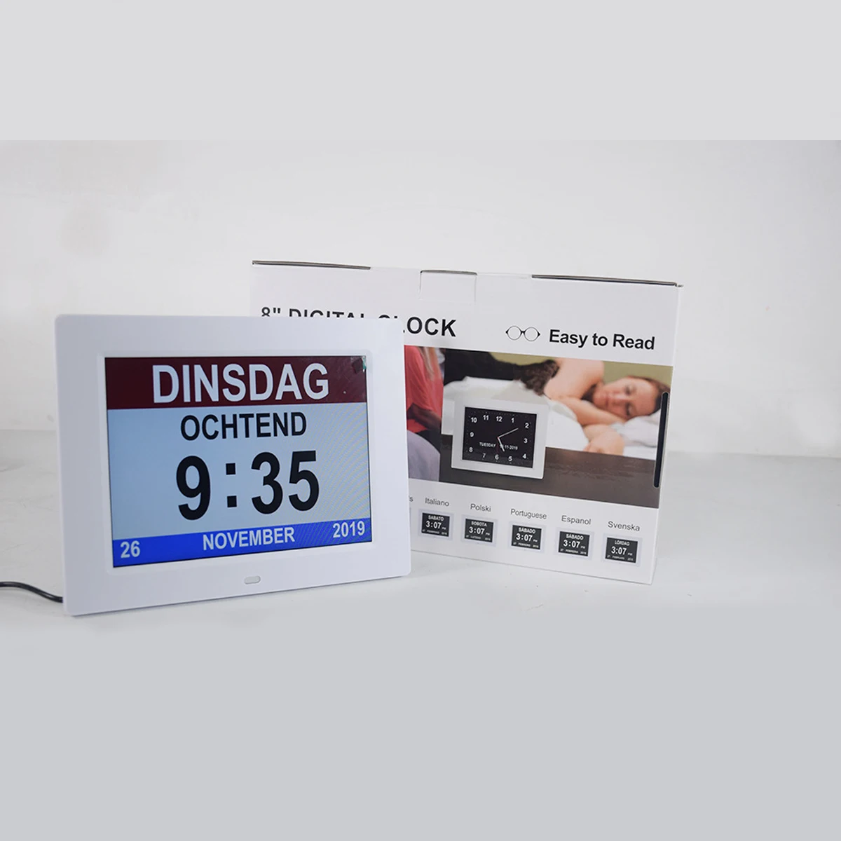 

Digital Alarm Clock LED Large Screen Display Home Decor Elderly Take Medicine Reminder Calendar Clocks for Alzheimer's Sufferers