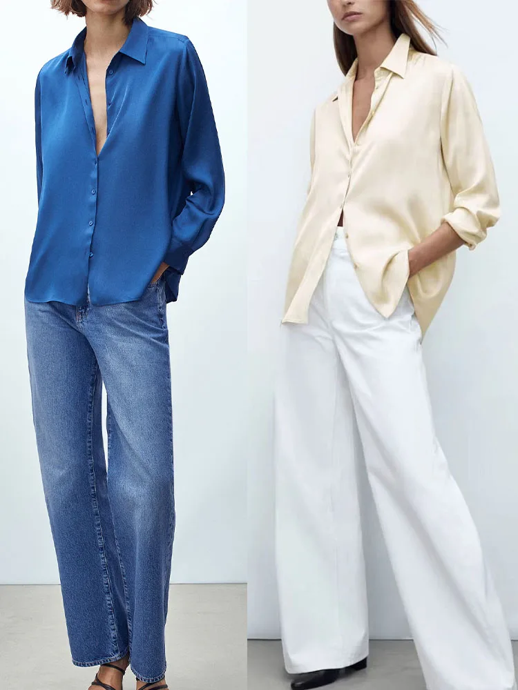 Новинка 2021 Женская Элегантная универсальная рубашка на пуговицах с лацканами и