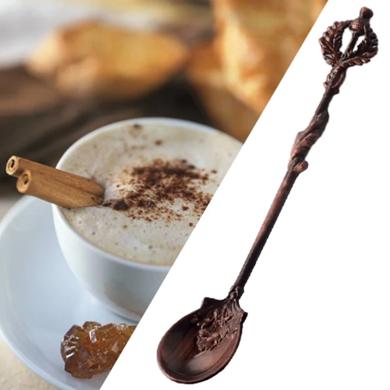 Винтаж Королевский Стиль кокосовой пальмы чайная кофейная ложка мороженого