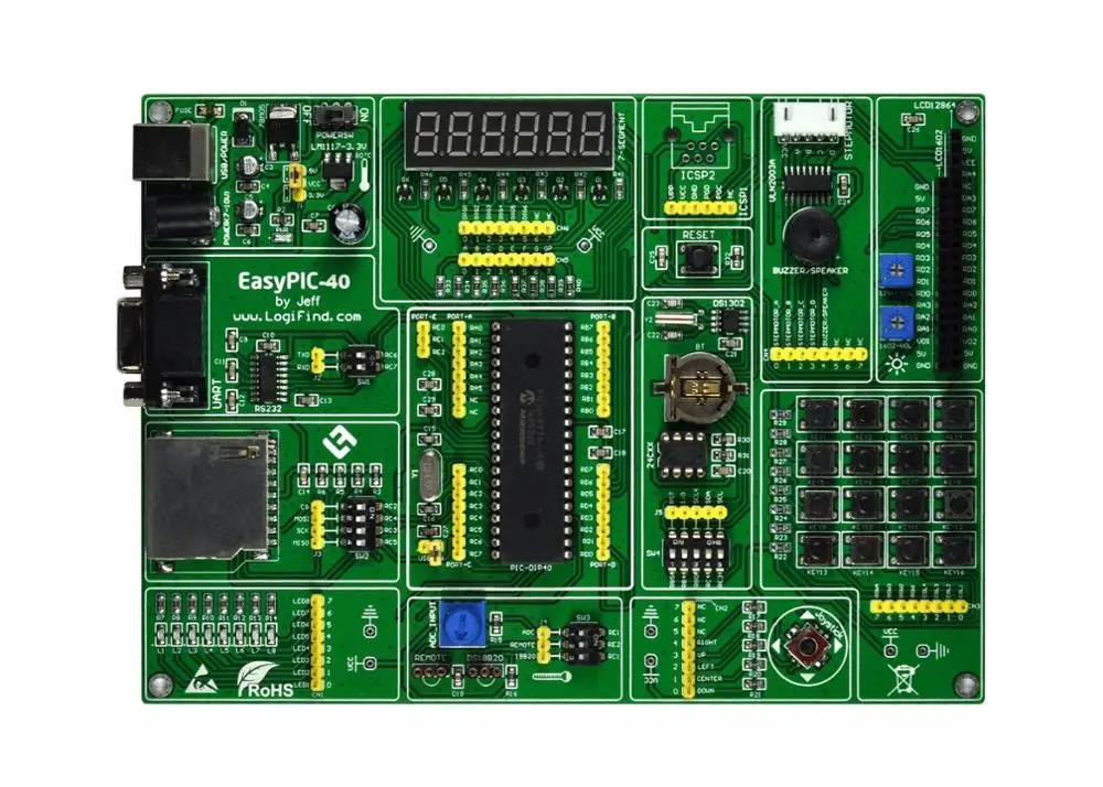 PIC микроконтроллер обучения макетная плата easyPIC-40 с PIC18F4550 чип USB разработки |