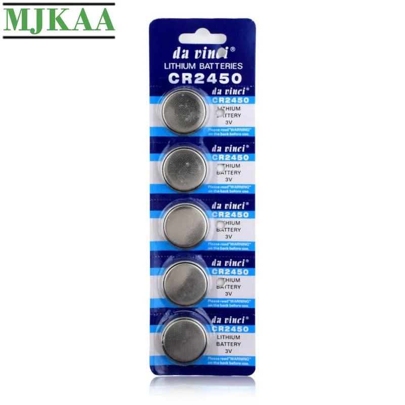 

MJKAA 5PCS CR2450 Lithium 3V Button Batteries KCR2450 5029LC LM2450 CR 2450 Cell Coin Battery for Watch Electronic Toy Remote
