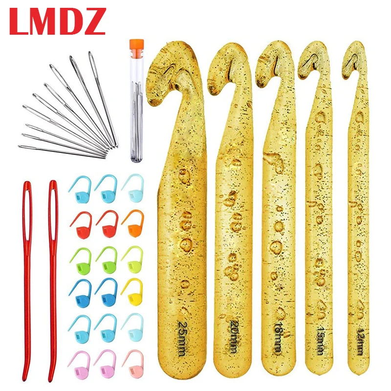 LMDZ огромный набор крючков для вязания крючком большие тупые иглы глаз размеры