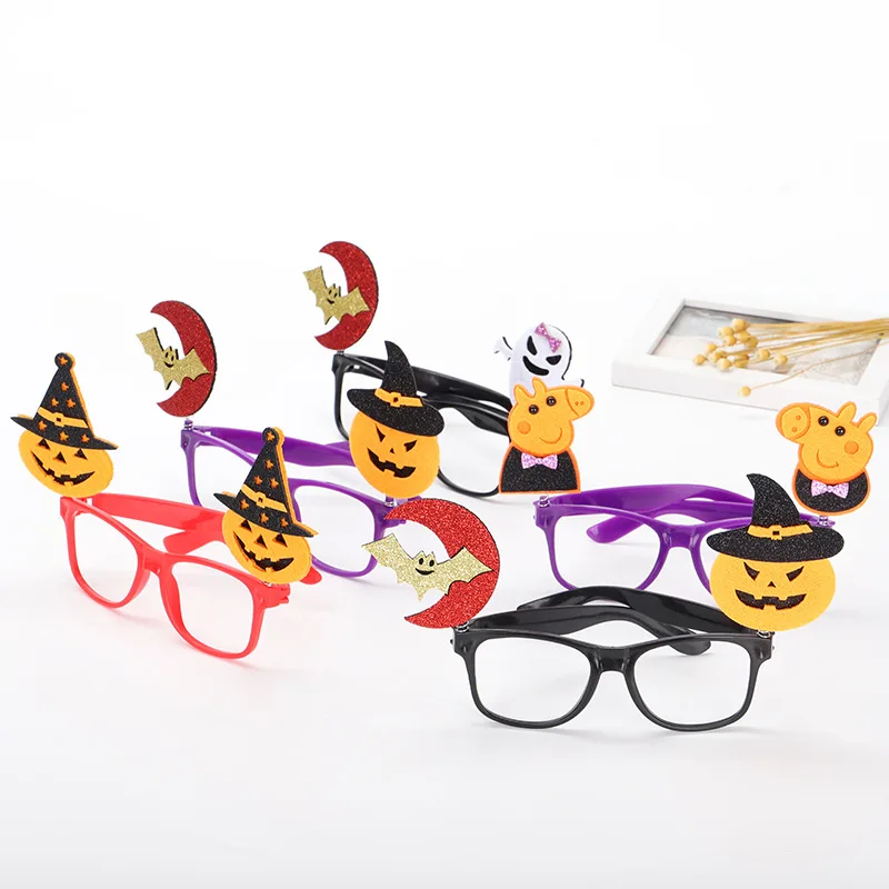 

[Funny] 20pcs Halloween Party Pumpkin Glasses Frame Creative Ghost Smile Pumpkin Hat Bat Children Party Dress Up Props Joke Toys