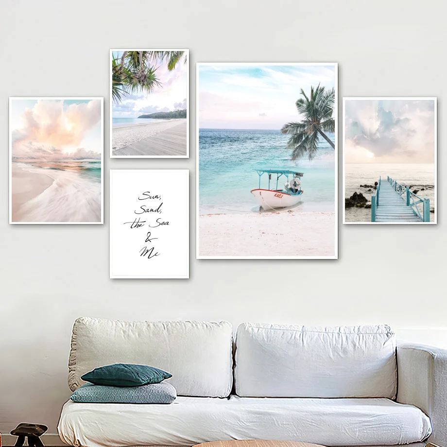 Морская пляжная ракушка Пальма лодка автомобиль Каньон настенная Картина на