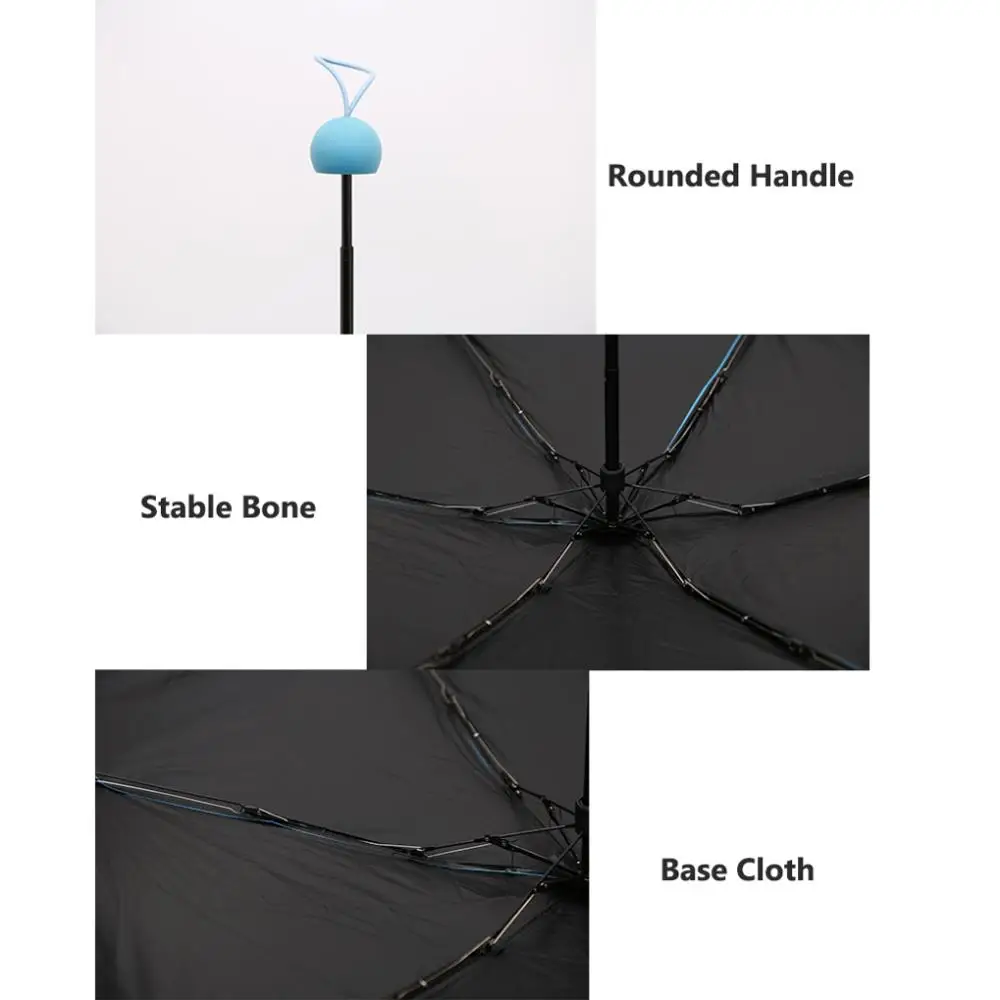 Маленький мини зонтик в пять раз симпатичная капсула черный пластиковый зонт от