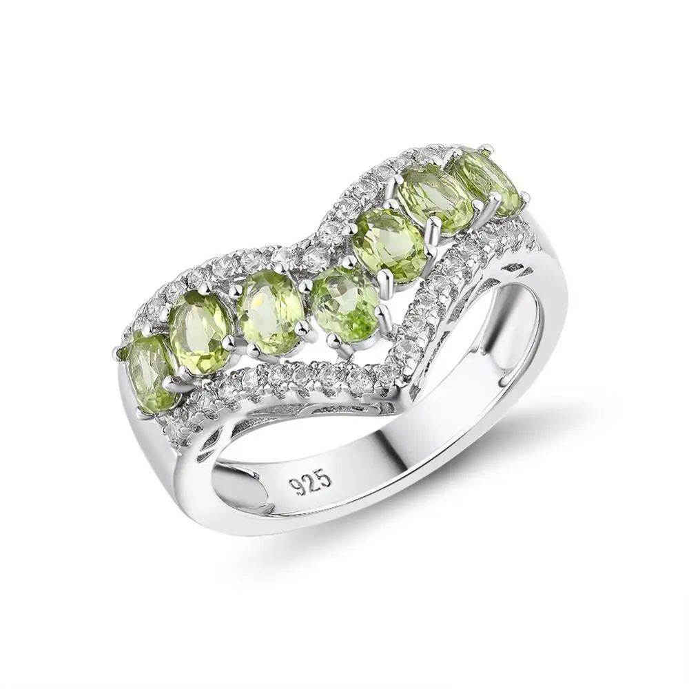 

GZ ZONGFA New Design Elegant Fashion 925 Sterling Silver Natural Peridot Gemstone Engagement Wedding Ring Jewelry Women