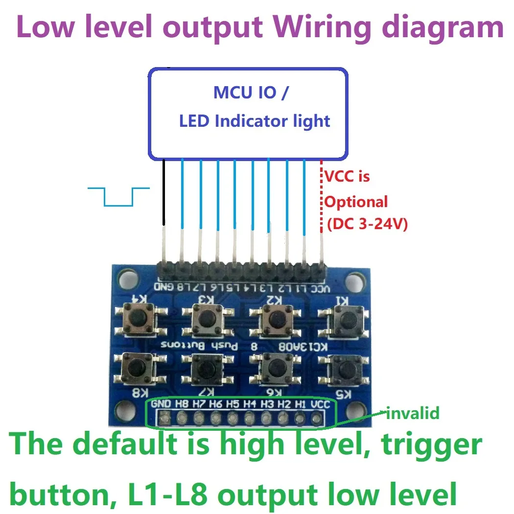 Кнопочный модуль с 8 кнопками низкоуровневая кнопка клавиатурой для Arduino DUE Breadboard