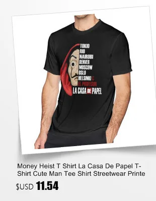 Money Heist футболка La Casa De Papel футболка Милая Мужская футболка уличная одежда хлопковая Футболка с принтом и короткими рукавами