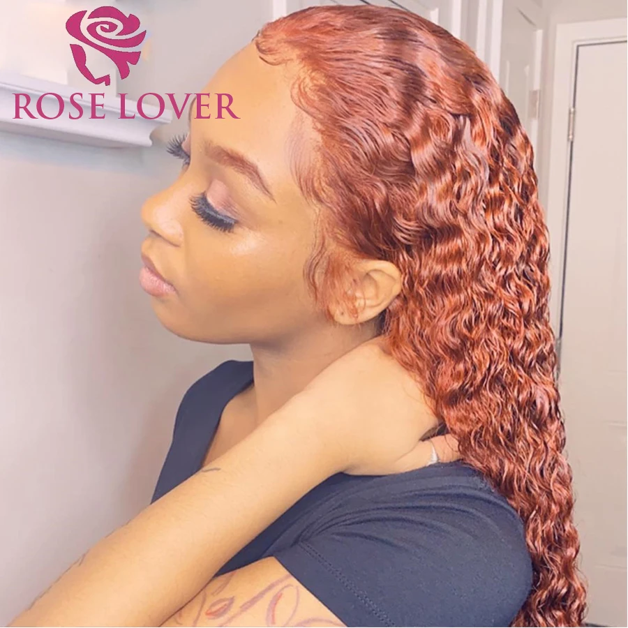 

Colored Ginger Orange 13x4 Lace Frontal Wig Deep Wave Lace Front Human Hair Wigs Bleached Knots Brazilian Hair Wigs for Women