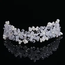 Handmade crystal flower headband for bride wedding accessories
