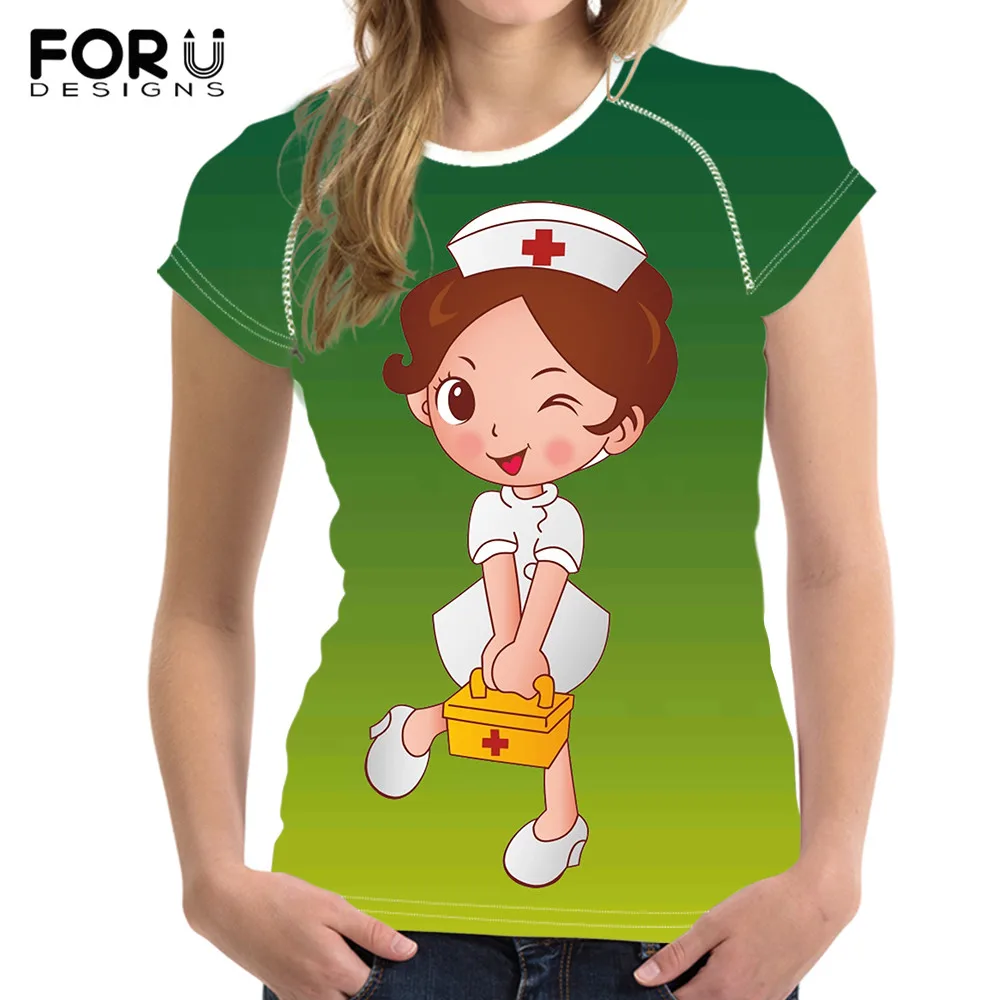 

FOURDEIGNS Kawaii Solid Color Nurse t shirt for Womens 2021 Hot Sales Ladies Casual O-neck Top Tee Oversized T-shirt Dress Women