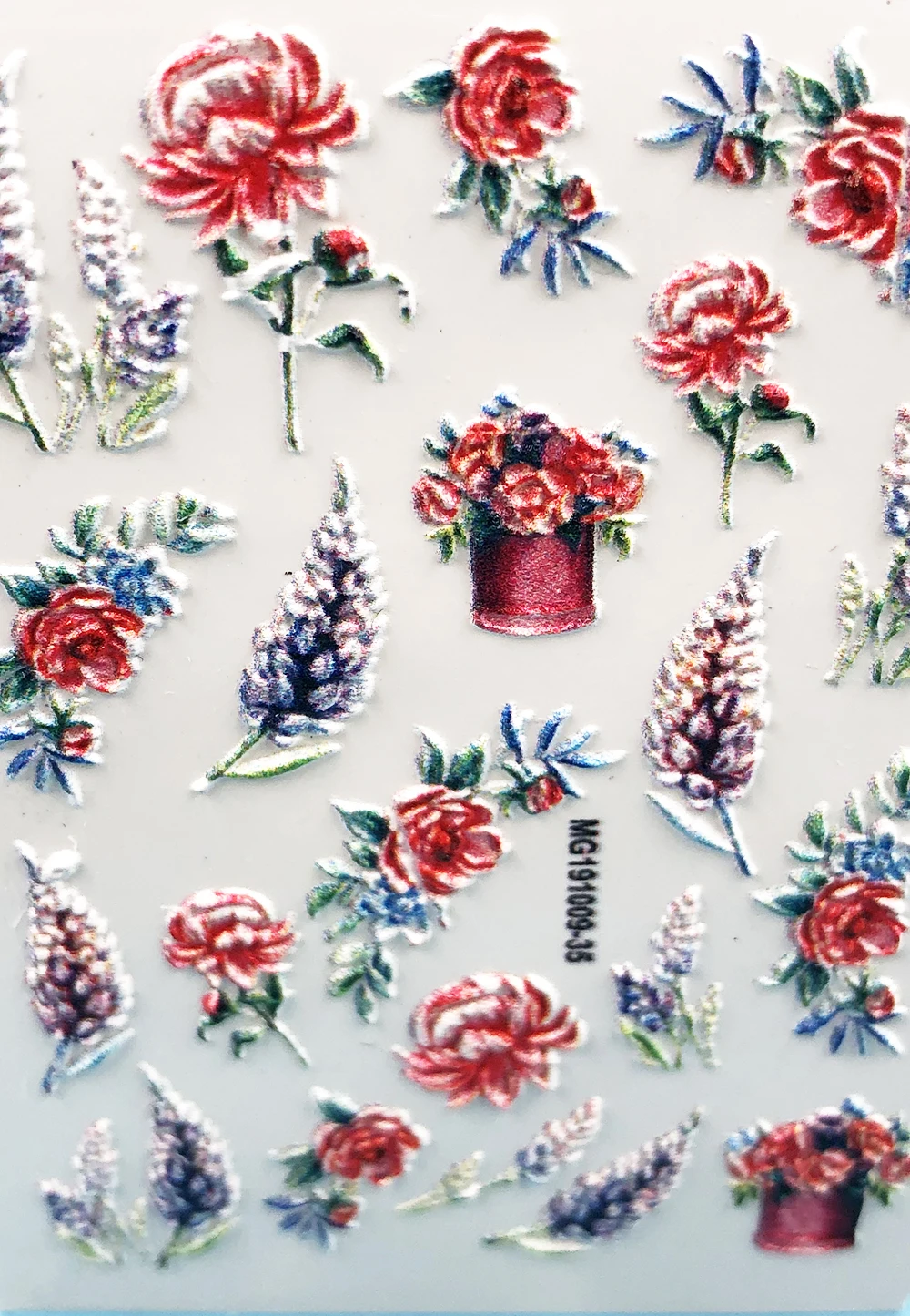 3D акриловые гравированные наклейки для ногтей Цветочные водные переводки Z0245 |