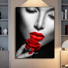 Картина маслом с изображением красных губ, привлекательная картина с изображением девушки и лица, фотография, современная картина на стену, украшение для гостиной и дома