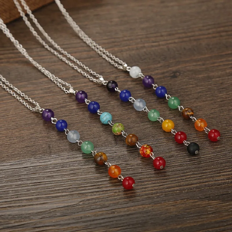 Натуральный кристалл семь чакр кулон кварцевый минеральные ювелирные изделия