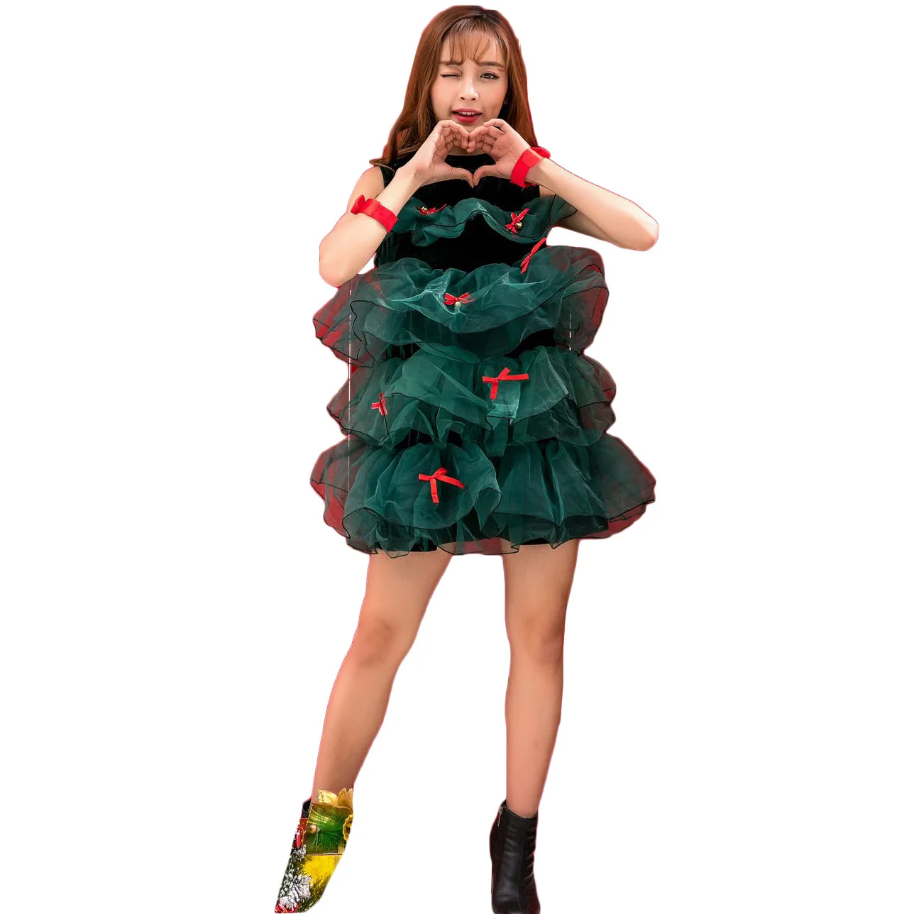 

Japan and South Korea Cute Sexy Costume Stage Performance Christmas Tree Christmas Costume Performance Costume Christmas Uniform
