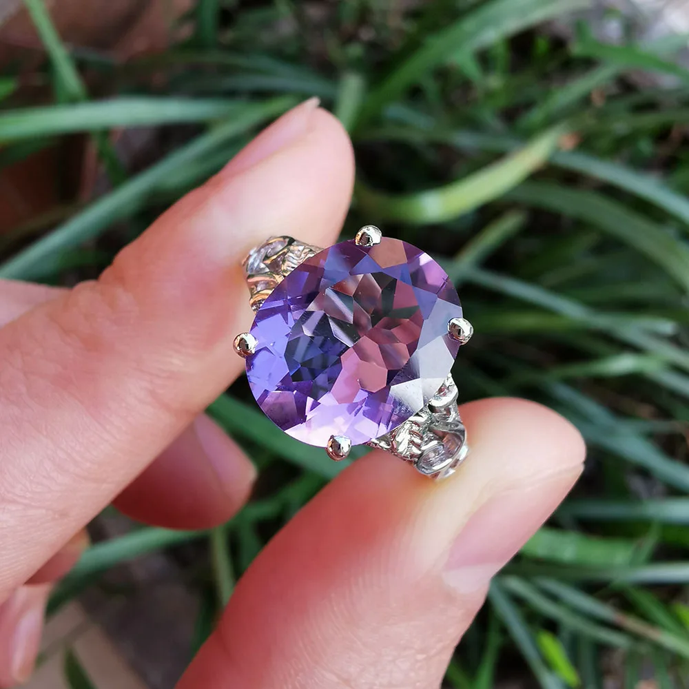 

MH jewelry Natural oval 10*12mm Amethyst Gemstone Fashion Ring for Women Real 925 Sterling Silver Fine Jewelry best for mom gift