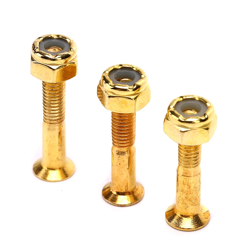 

Pack Of 8 Sets Longboard Skateboard Hardware Screws Nuts - Golden 3cm/2.8cm/2.5cm For Skateboarding Replacment Accesories