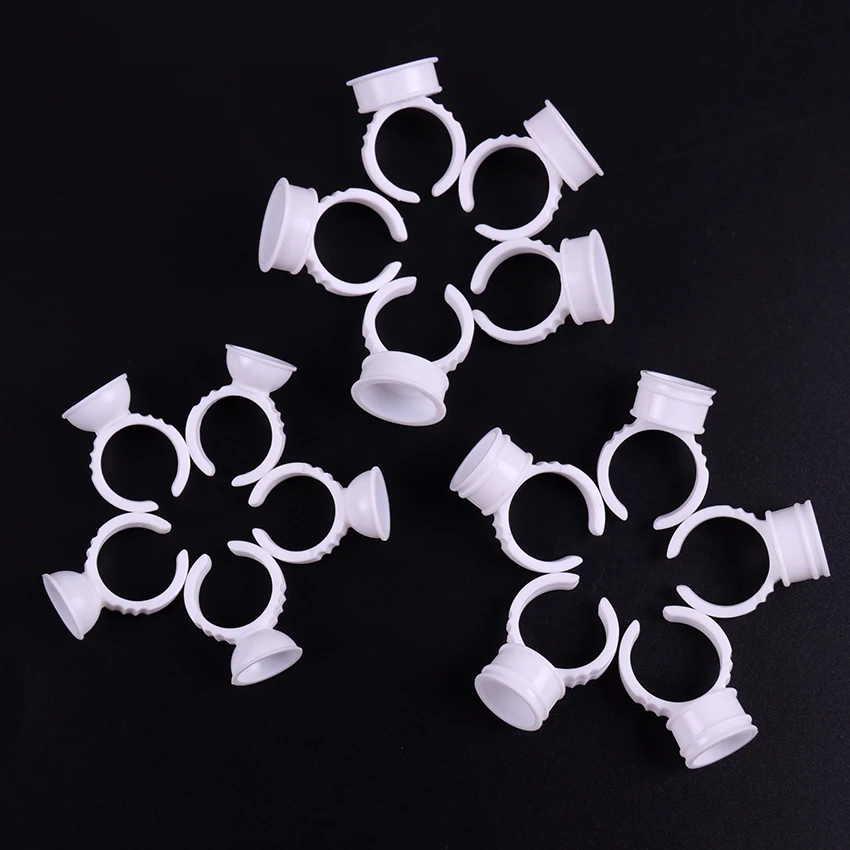 

100PCS Eyelash Extension Glue Rings Adhesive Eyelash Pallet Eyelash Extension Glue Holder for Eyelashes Tool