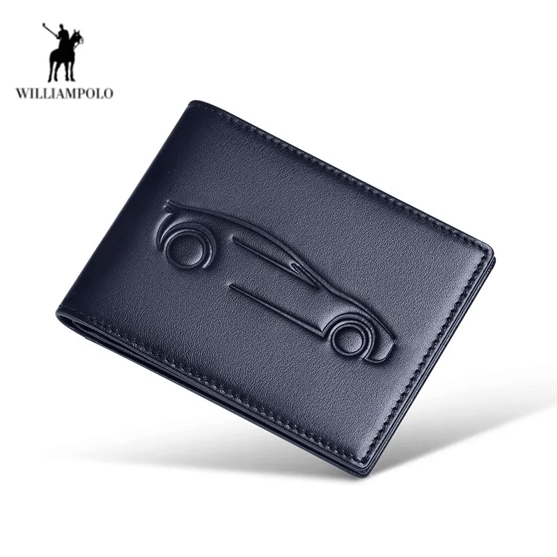 

WILLIAMPOLO Small Wallet Men's Cowhide driver's license passport protective cover passport card holder Card Wallet Unisex purse
