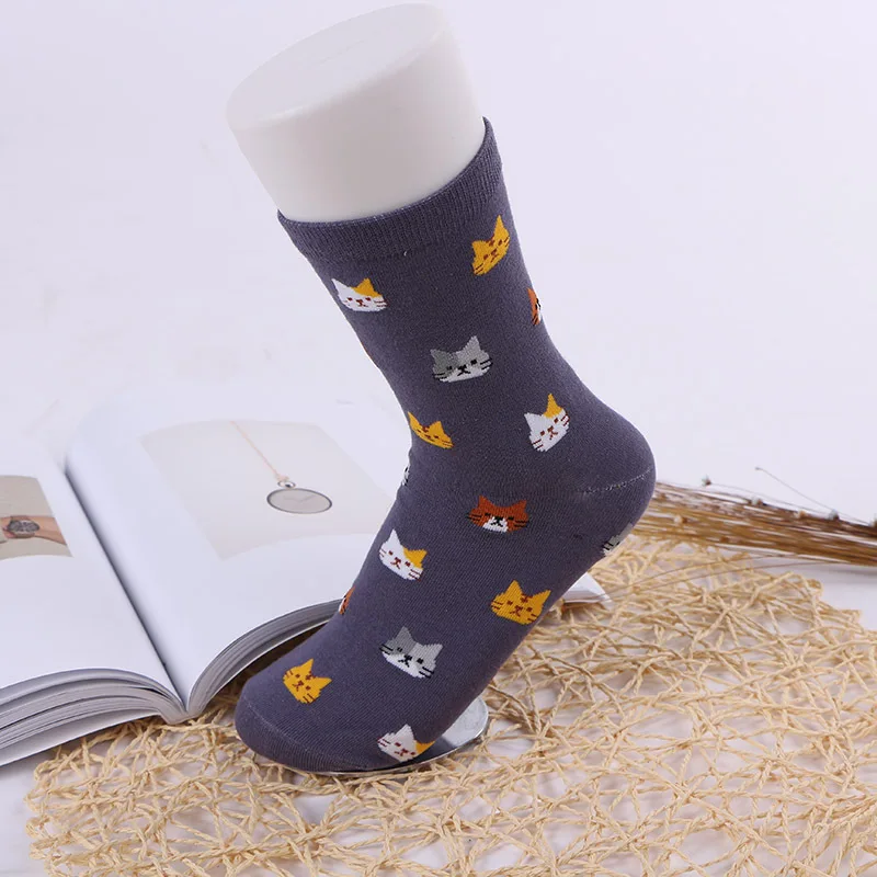 

Women's personality cotton socks leisure socks cat head design spring and summer