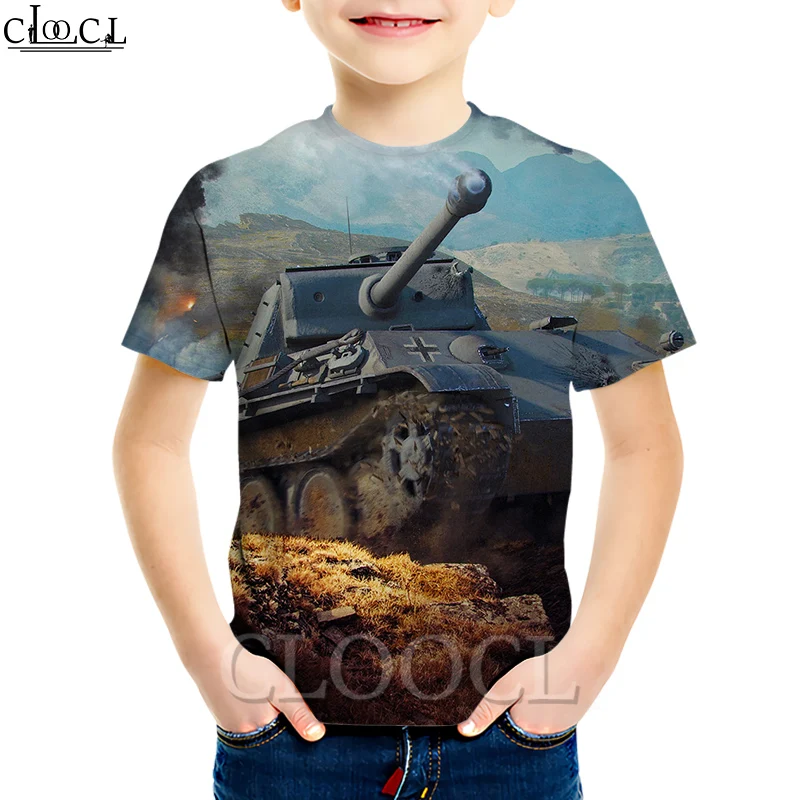 

Футболки CLOOCL с рисунком детских игр World of Tanks, футболки для мальчиков и девочек с 3D принтом, классические футболки с рисунком, Повседневные де...