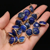 hot natural stone pendants small faceted lapis lazuli charms for jewelry making diy trendy necklace earrings accessories