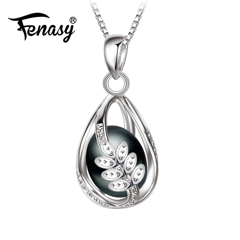 FENASY чёрный пресноводный жемчуг колье с кулоном в виде клетки для женщин 925