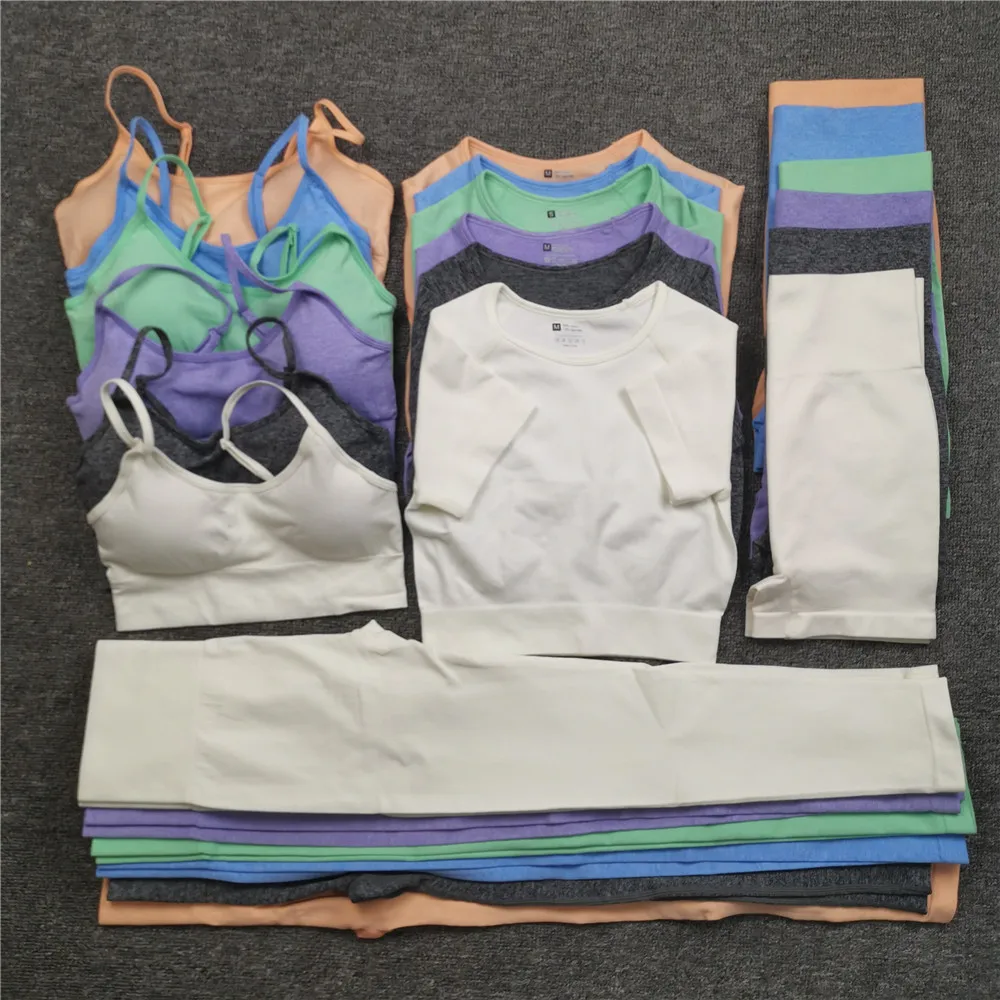 3/4 шт. Набор для йоги бесшовное тренировки женщин спортивная одежда спортивные