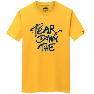 JFUNCY Summer Men's Tops 100% Cotton Short Sleeve T-shirt Letter Print Tshirt S-6XL Plus Size Man Loose T Shirt Men Casual Tees