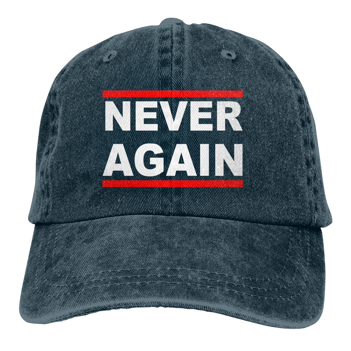 Never Again Casquette Black Unisex Mens Womens Denim Strapback Baseball Cap Adjustable Golf Dad hat |