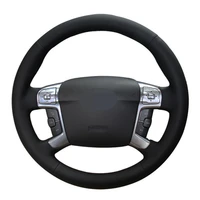 car steering wheel cover hand stitched black artificial leather for ford mondeo mk4 2007 2008 2009 2010 2011 2012 s max 2008