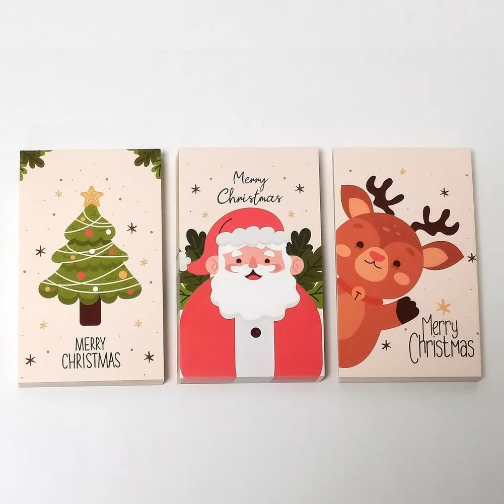 

50Pcs Merry Christmas Cards Happy New Year Greeting Card With Cute Christmas Multi-use As Scrapbooking Craft Paper Gift Card