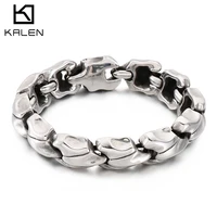 kalen shiny polished stainless steel bracelet for mens casual trend link accessories jewelry
