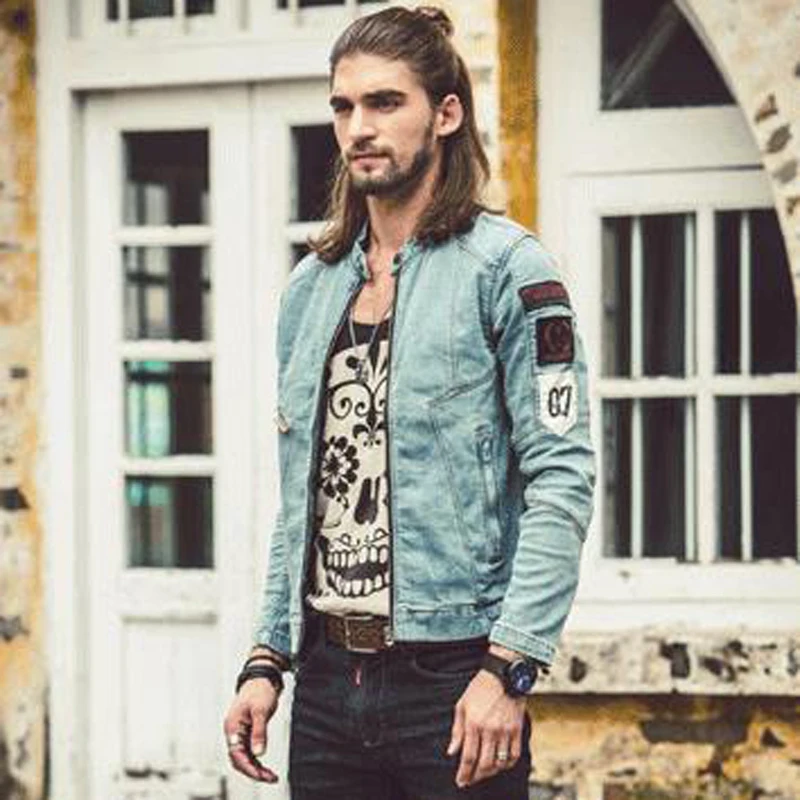 

European Style Punk Fashion Male Denim Jacket Spring Overcoats Large Size XXXL Automotive Men's Jeans Coats Jacket Vintage A503