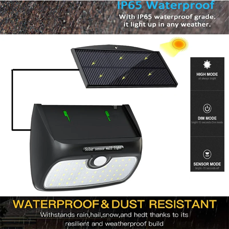 Светодиодный светильник на солнечной батарее садовый датчик движения наружная