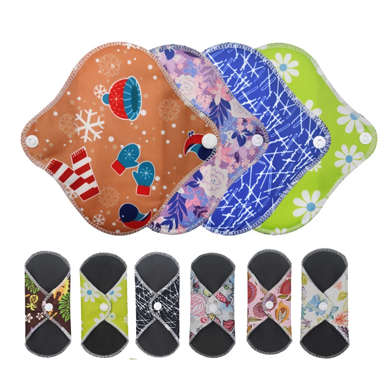 

2pcs Small washable bamboo charcoal sanitary napkin leak-proof and breathable aunt's towel reusable cloth sanitary napkin