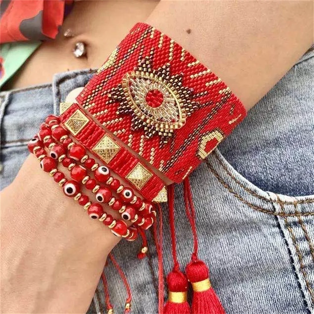 

ZHONGVI Evil eye Bracelet For Women MIYUKI Turkish Eye Bracelets Pulseras Mujer Moda Women Handmade Jewelry Gift Wholesale