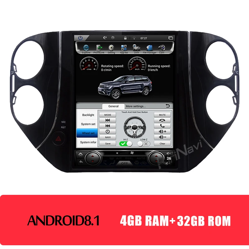 Android car radio KiriNavi 10," вертикальный экран 1Din Android 8,1 автомобильный Dvd мультимедийный плеер для Volkswagen VW Tiguan автомобильный Радио авто Gps навигация - Цвет: Android car radio