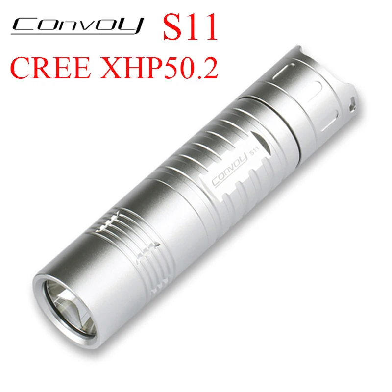 Светодиодный фонарик Convoy S11 Cree XHP50.2 серебристый фонарь для лагеря Рабочий 18650 26650