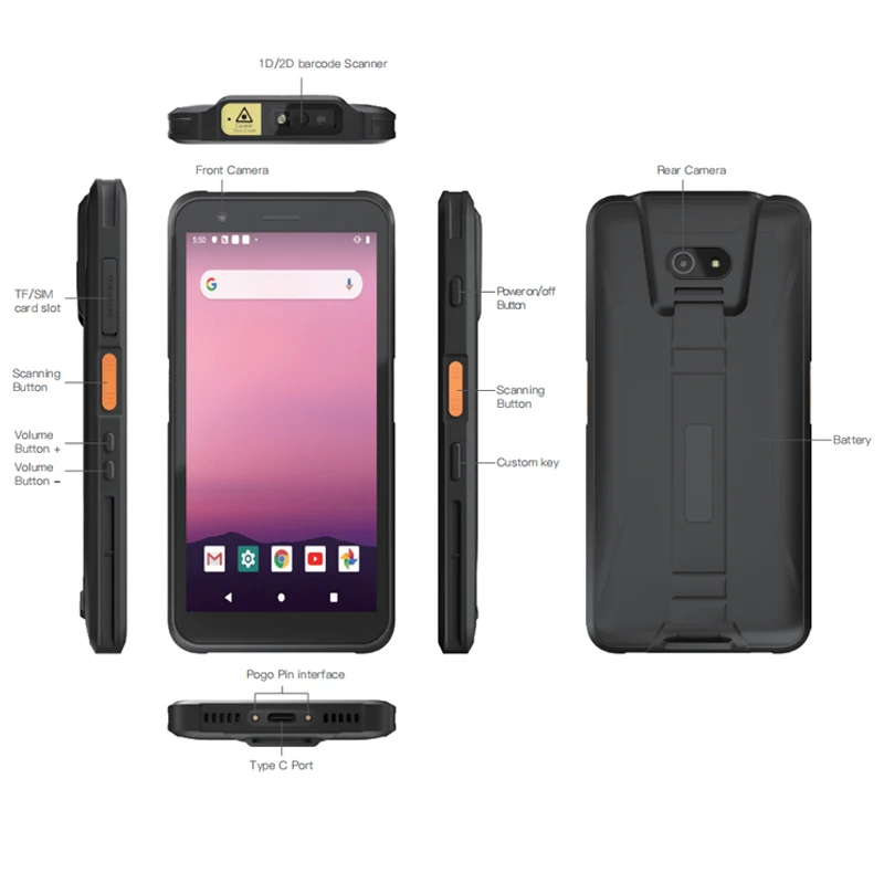 android 10 0 mtk octa core data collector handheld pda terminal 4g 64g support 2d scanning nfc free global shipping