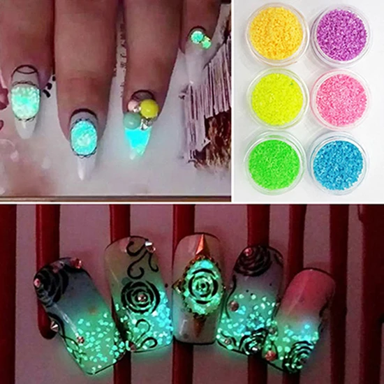 1Pc Glitter Luminous Nail Art Sticker Tips Decoration DIY Acrylic Glow In The Dark Powder Dust Manicure Tool | Красота и здоровье