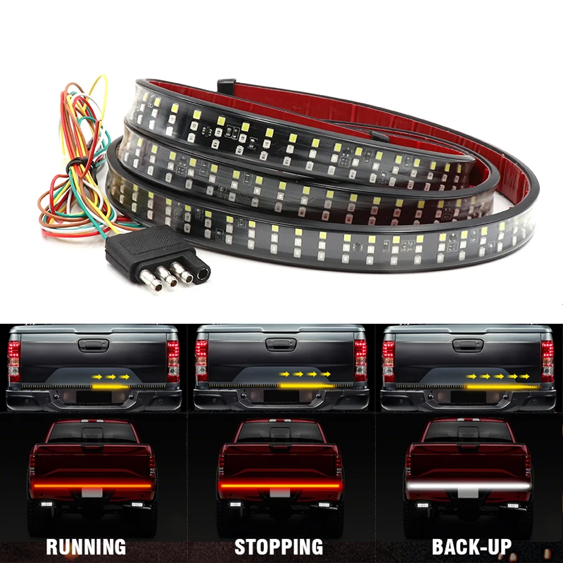 

60" Truck Tailgate LED Strip Light Bar Triple Row 5-Function with Reverse Brake Turn Signal for Jeep Pickup SUV Dodge