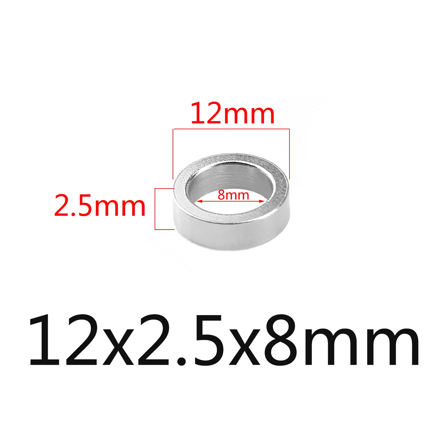 12x2.5x8mm 10 шт./лот 8 10 12 14 16 мм Нержавеющая сталь круглые, с большим отверстием свободный разделитель бисер бусы для "сделай сам" для изготовления ювелирных украшений аксессуары - Цвет: 12x2.5x8mm