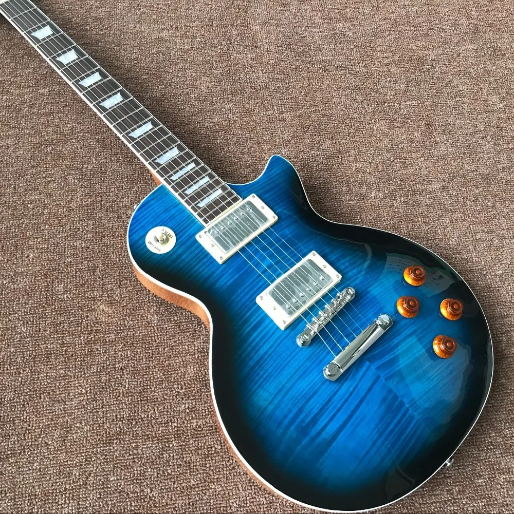 

New standard custom blue color Tiger Flame LP electric guitar 1959 r9 gitaar high quality pickups 6 stings guitarra