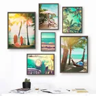 Пляжная доска для серфинга, кокосовый гамак на дерево, настенная живопись на холсте, скандинавские плакаты и принты, настенные картины для декора гостиной