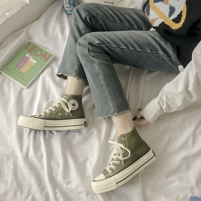 Классические женские парусиновые туфли высокого качества Новинка осени 2020