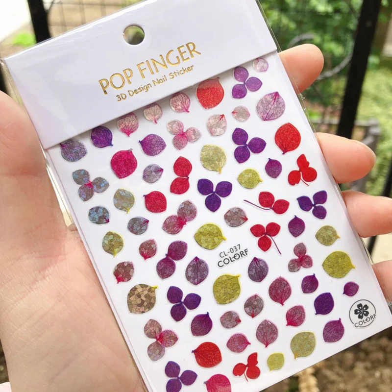 

Holographic Colorful Leaves Nail Art Stickers Multi-designs Plant Shaped Nail Decals Adhesive 3D Nail Art Sticker For Women