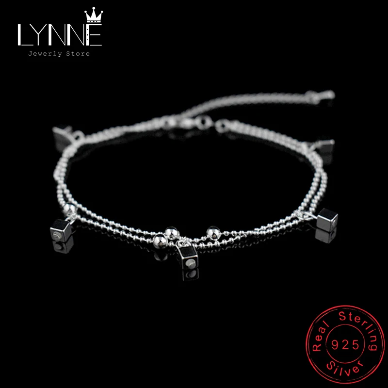 Женский пляжный браслет с квадратной подвеской двухслойная маленькая цепочка из