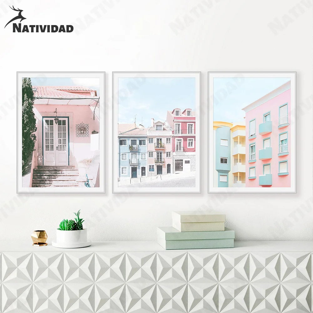 

Macaron Color Travel Architecture Picture Print Art Poster Modern Fashion Living Room Bedroom Home Decoration Canvas Painting